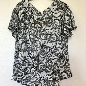 BCBGeneration rope print blouse beaded neckline L